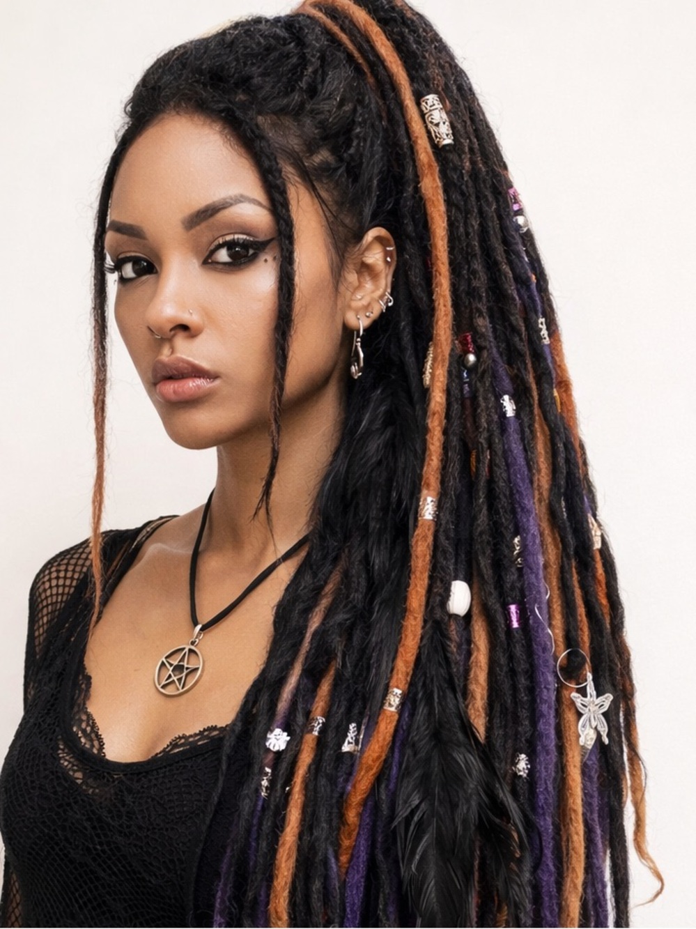 🖤 Midnight Spell Dreadlock Ponytail Extension 🧡💜